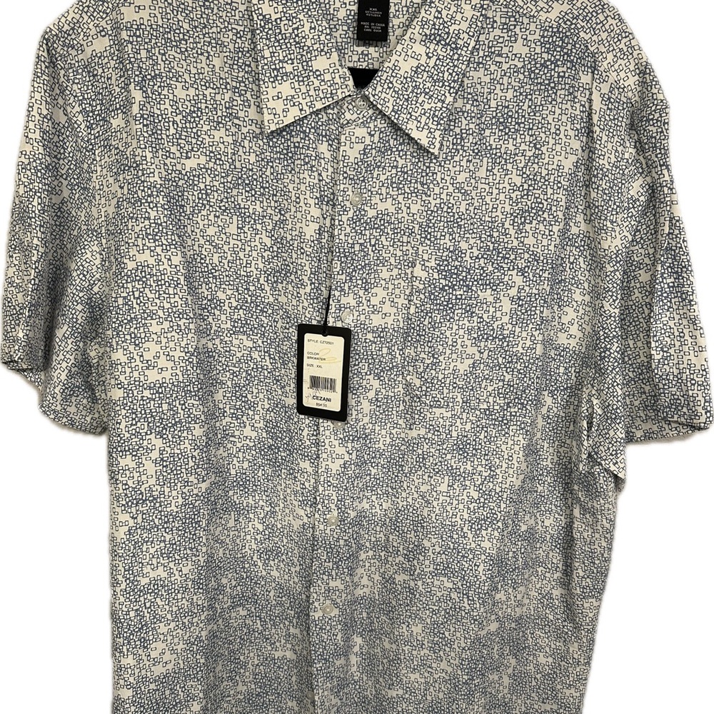 Grayish Blue Patterned Casual Button Down Shirt Lightweight